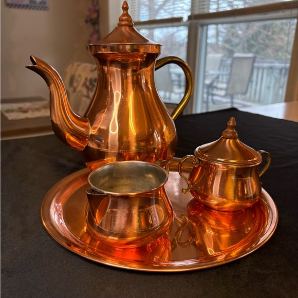VTG Portugal Copper Coffee Or Teapot Set - Picture 2 of 12
